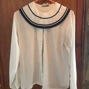 Navy and White detailed blouse