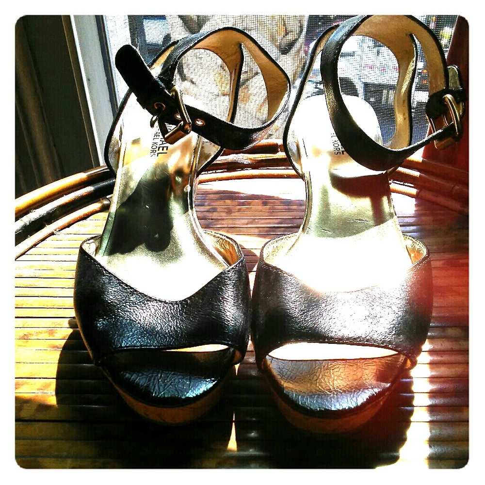 SOLD! Michael Kors Leather Sandal Wedges
