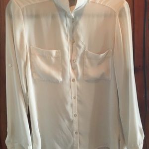 White Sheer Button Down Blouse