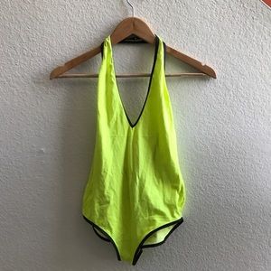 American Apparel Cotton Spandex Halter Bodysuit L