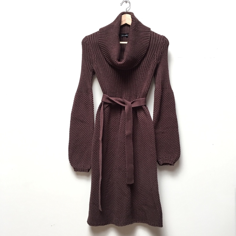 Cowl neck sweater dress