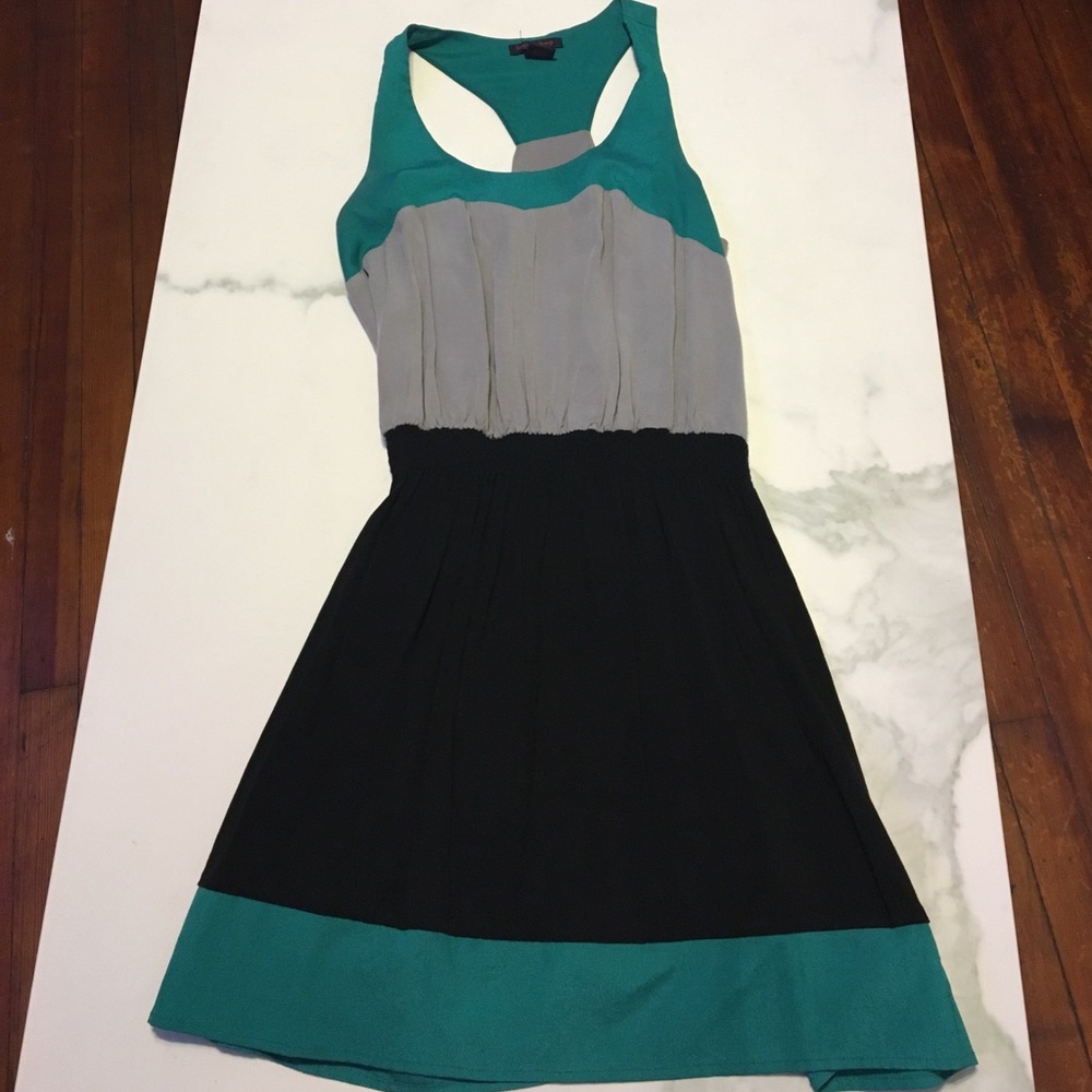 Grey turquoise and black dress