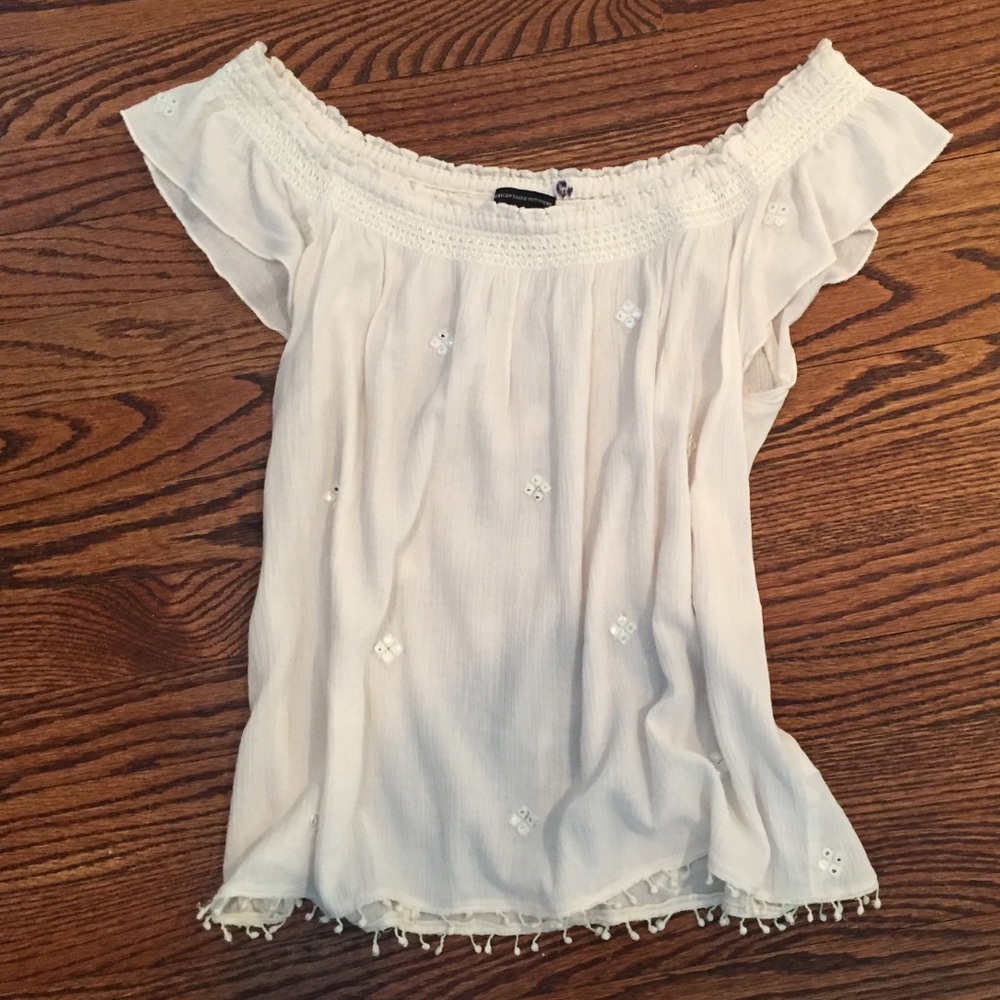 American Eagle white peasant top