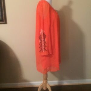NWT Umgee Orange Dress with Tribal Print Stitching