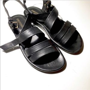 Black leather sandals