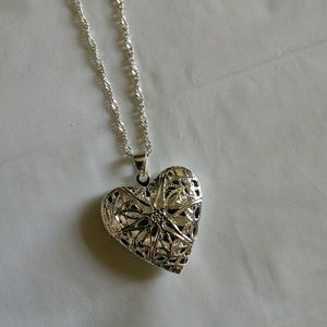 Sterling Silver Heart Locket Pendant with Chain