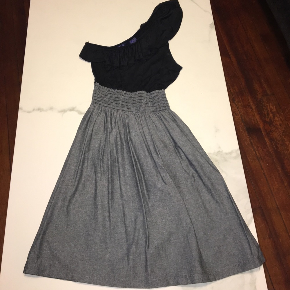 Black and jean one shoulder dress