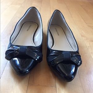 NWOT UNWORN Black Patten Flats with Bow Size 9.5