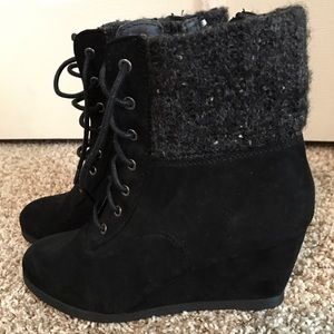 Black wedge booties