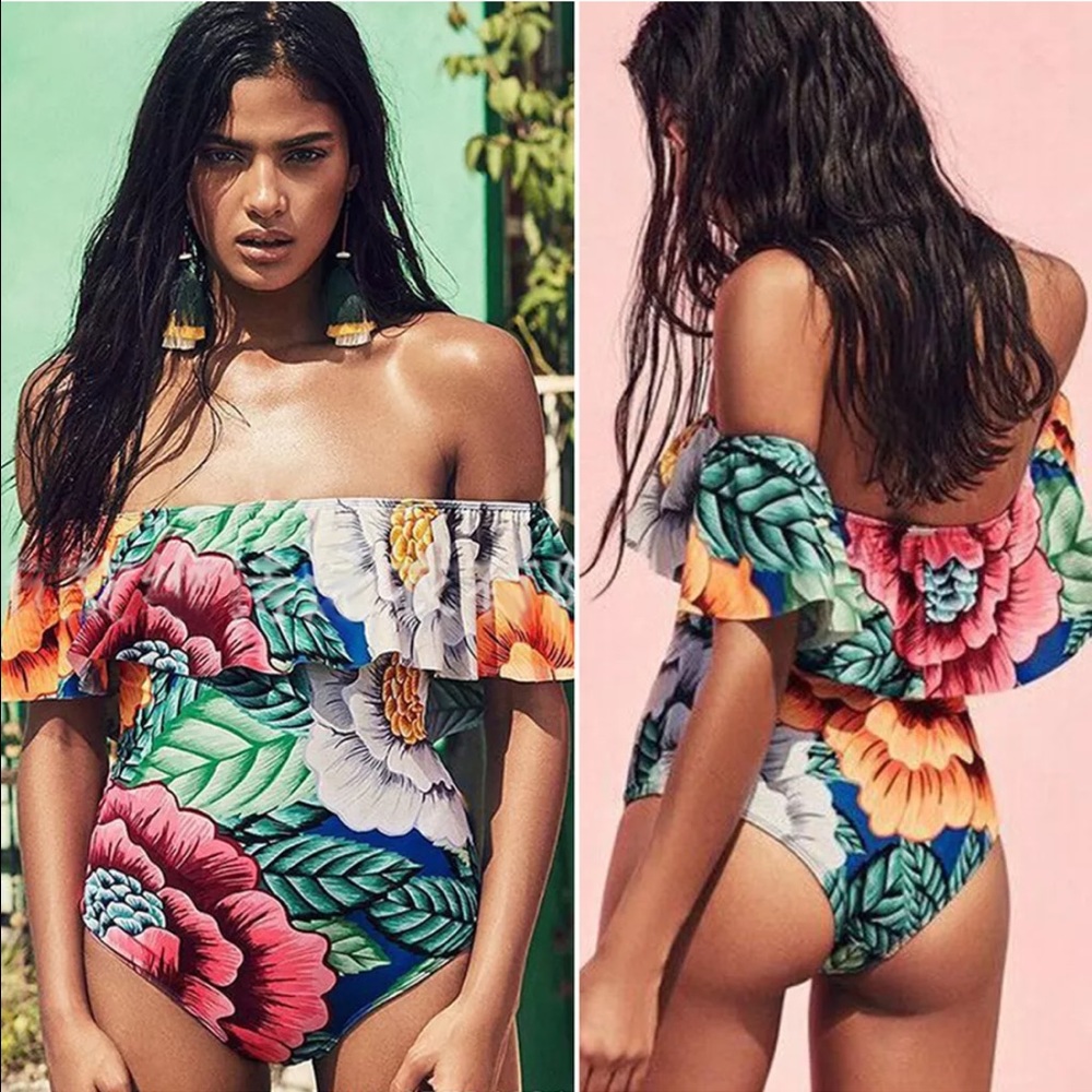 New✨ Off shoulder Floral Monokini 😍✨ - Picture 2 of 4