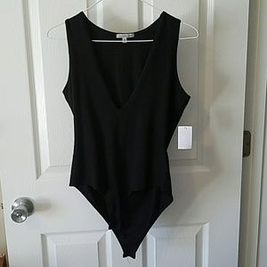 Charlotte russe deep V-neck black bodysuit