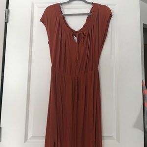 Burnt orange H&M off-shoulder maxi dress