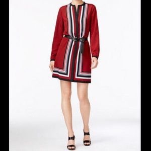 Michael Kors scarf-printed belted shirtdress