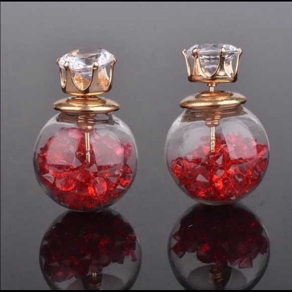 💎Double Sided Crystal Ball Earrings💎 - Picture 1 of 3