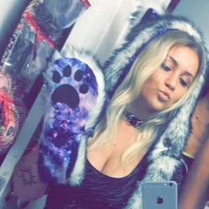husky galaxy rave furry hood  🌌🖤👾🎶