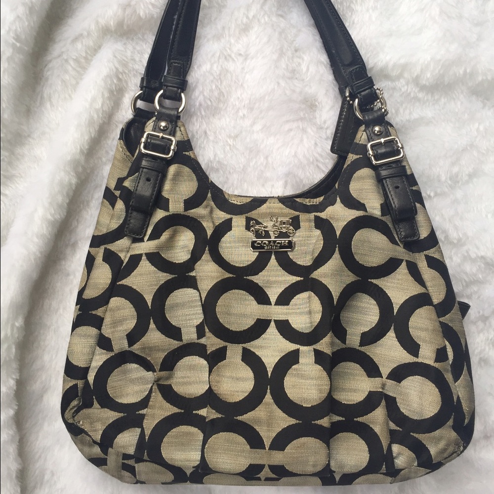 Coach gray and black hobo purse