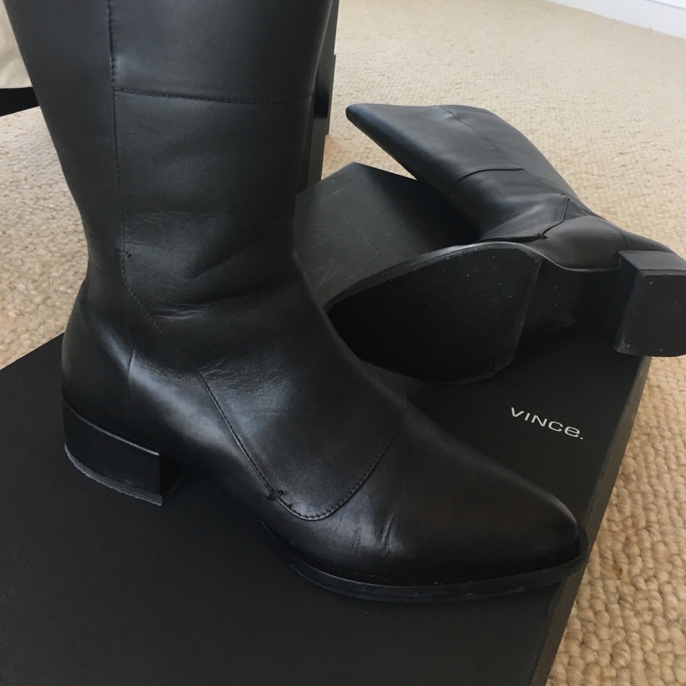 Black Vince leather boot, 17 1/2" tall, size 7 - Picture 3 of 3