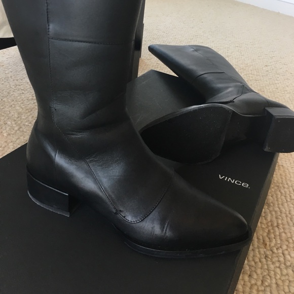 Black Vince leather boot, 17 1/2" tall, size 7 - Picture 3 of 3