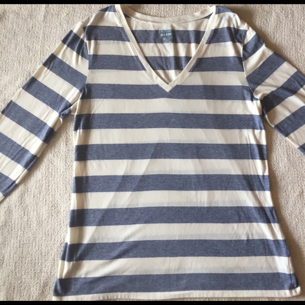 Old Navy Long Sleeve blue/cream Top
