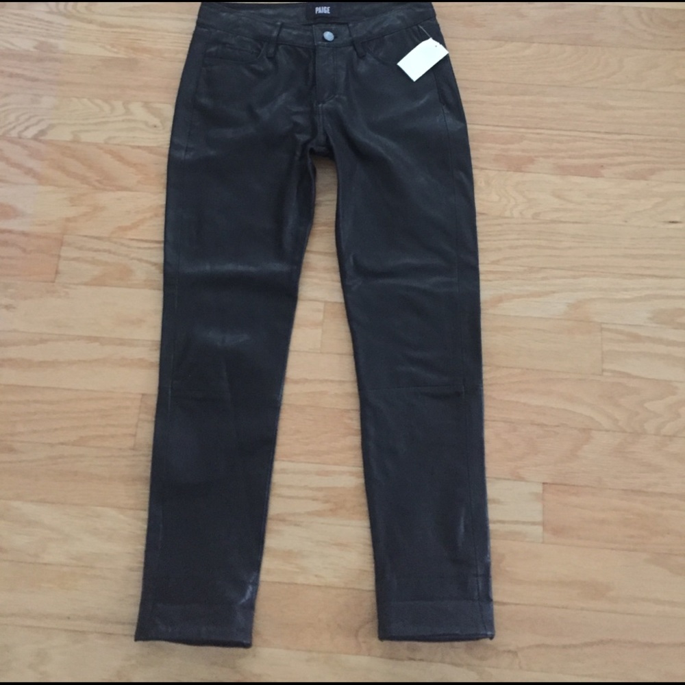 Paige jimmy leather pants 25