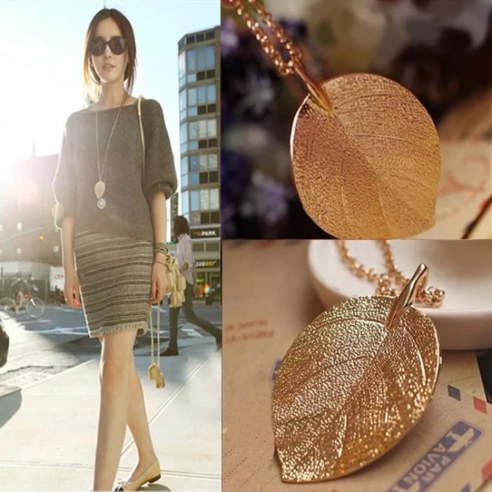 ❗️1 LEFT❗️Gold leaf pendant necklace
