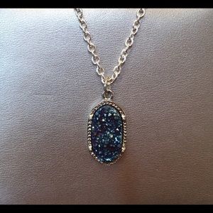 Silver Plate Handmade Druzy Natural Stone Necklace