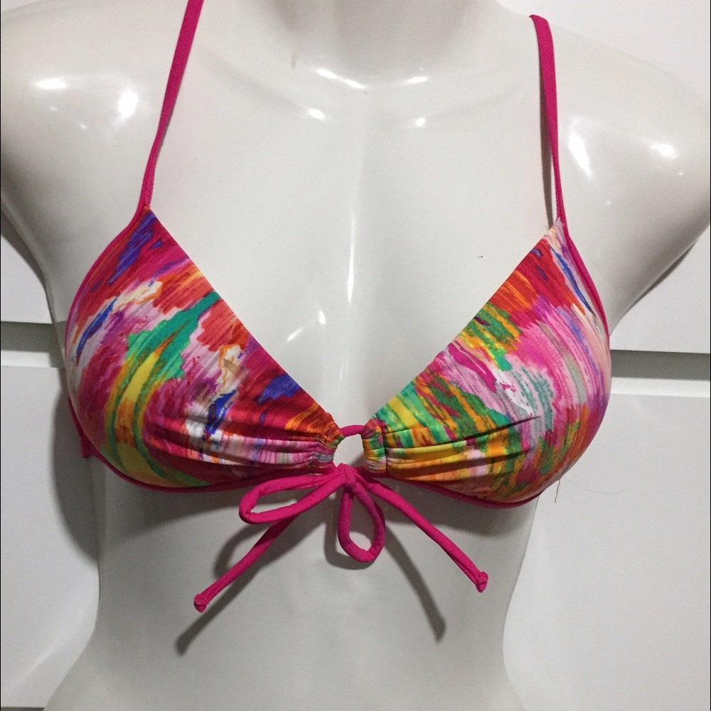 Pink multi color swim top