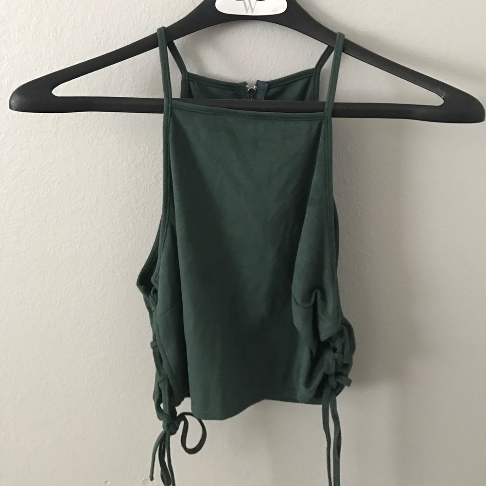 Army Green suede crop top