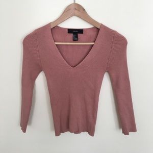 Pink Ribbed Knit Sweater