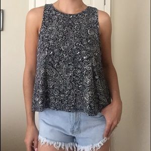 Dark blue & paisley print tank top