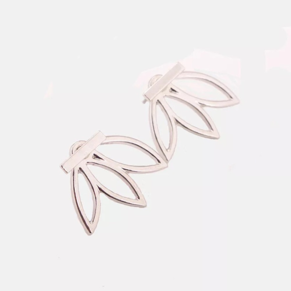 Silver lotus stud earrings