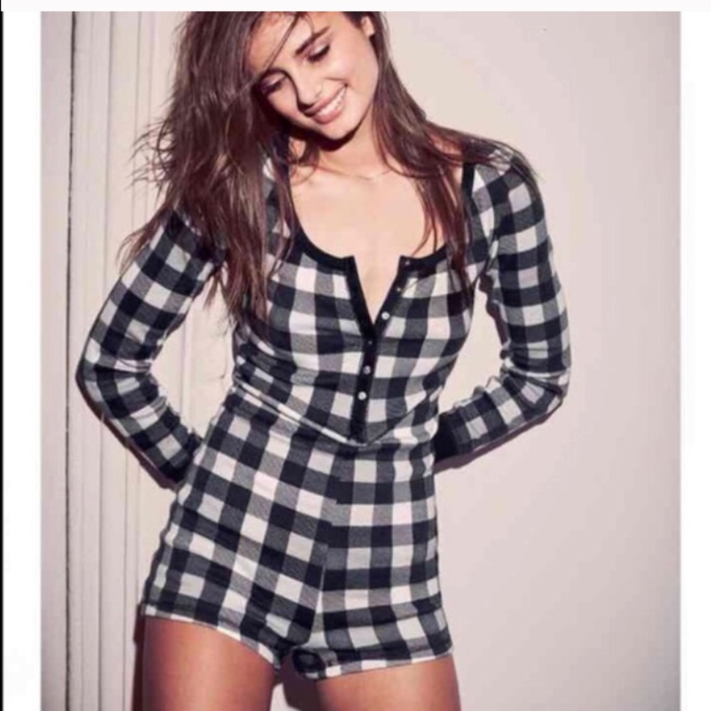 Victoria's Secret plaid onsie pajama size Small