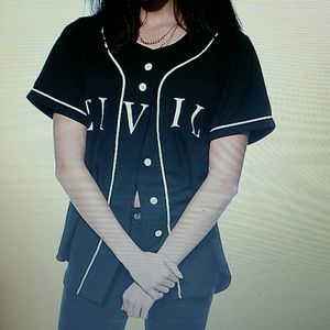 Black and White Civil Baseball Jersey