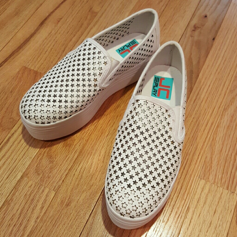 JC Play Platform Sneakers White Stars 7 New