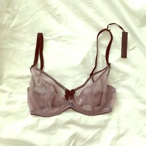 Sheer Mauve Bra NWT, 30E by Claudette