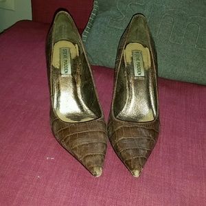 Steve Madden brown crocodile print leather heels 8