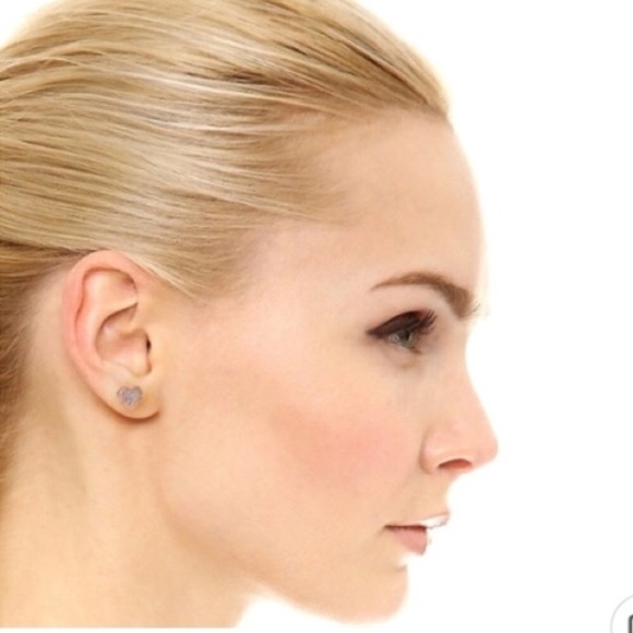 Gold & Crystal Heart MK Designer Earrings - Picture 2 of 3