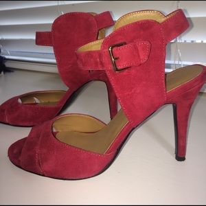 Nine West red suede heels