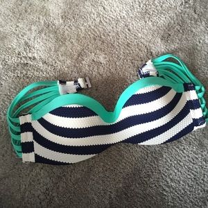 strapless striped swim top