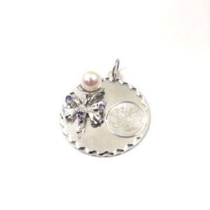 14k White Gold Mother Pendant W/ Pearl & Tanzanite