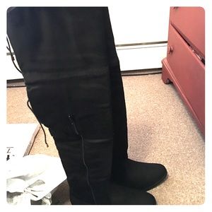 Black thigh high boots