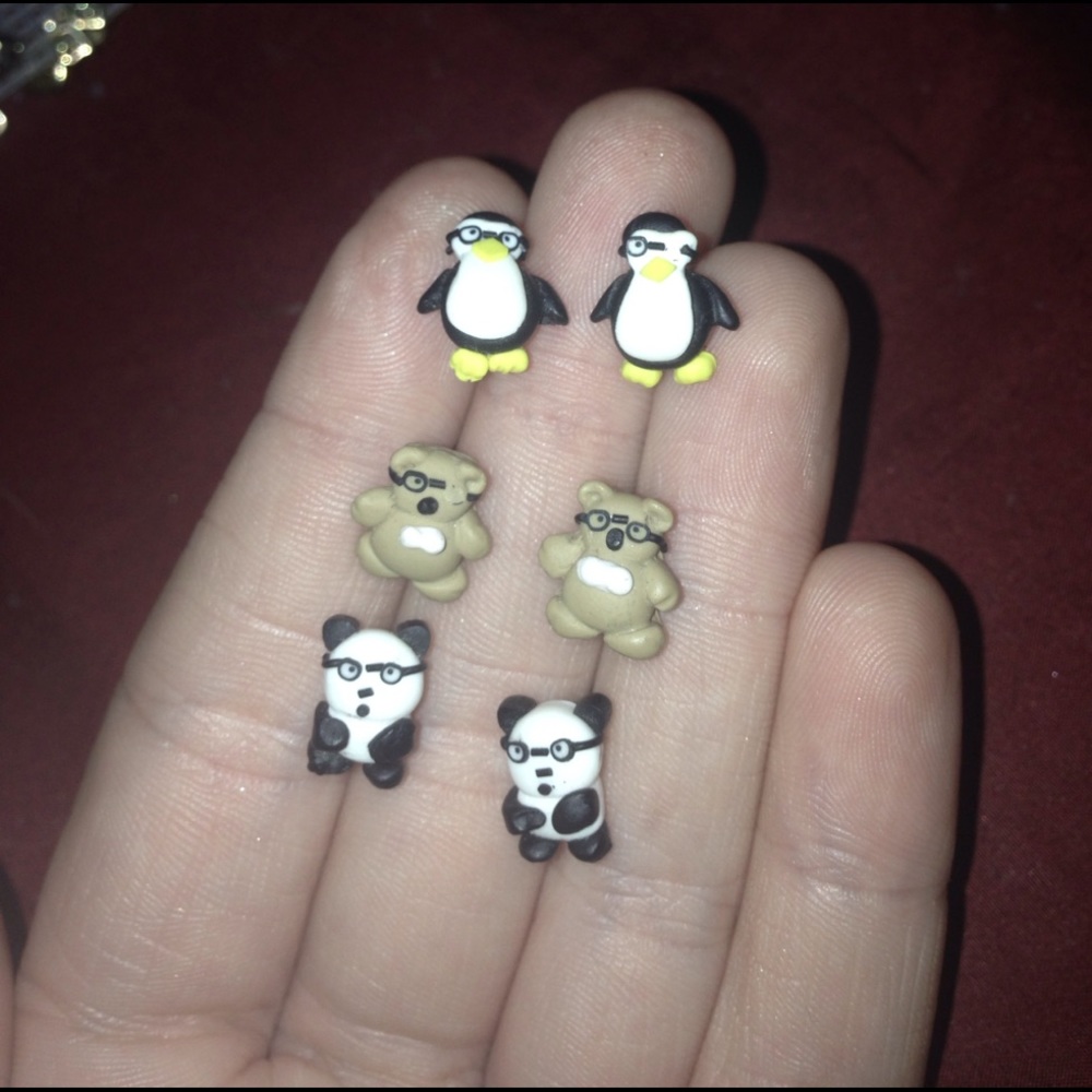 Nerdy animals stud earrings