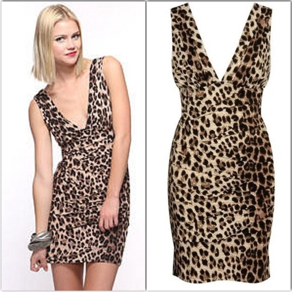 Twenty One Tiered Leopard Bandage Dress