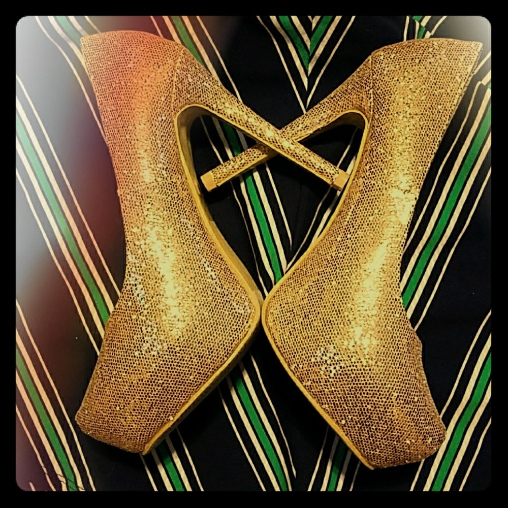 Gold Glitter Heels
