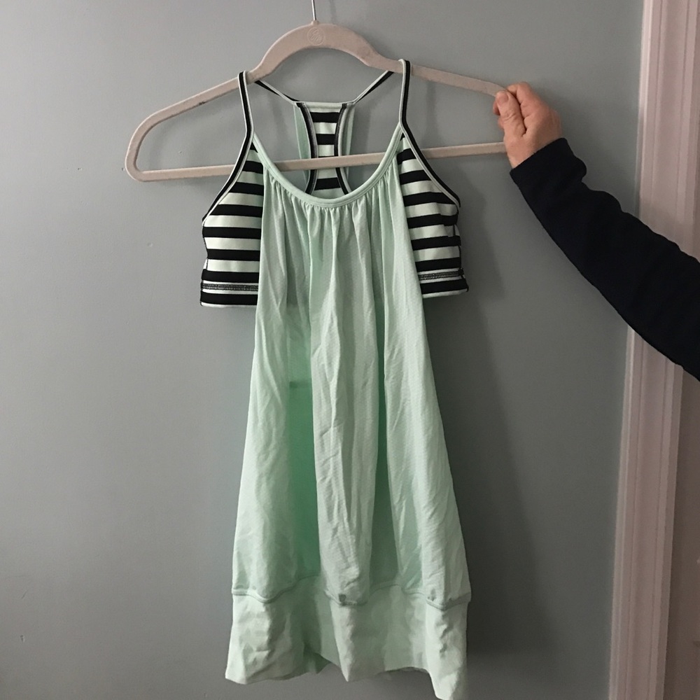 Mint green lulu lemon tank with built in bra