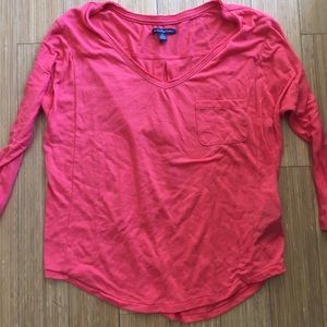 American Eagle coral quarter sleeve shirt