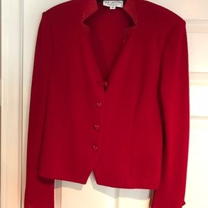 Beautiful red knit St John Jacket Sz 10