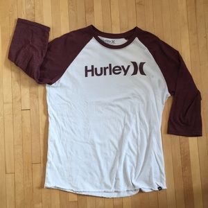 Hurley baseball tee Tshirt men's large 3/4 sleeve