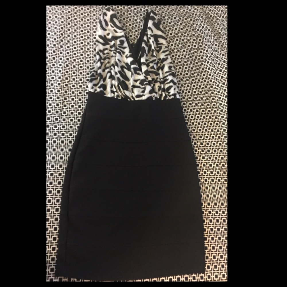 White Leopard Cross Back Bandage BodyCon Dress