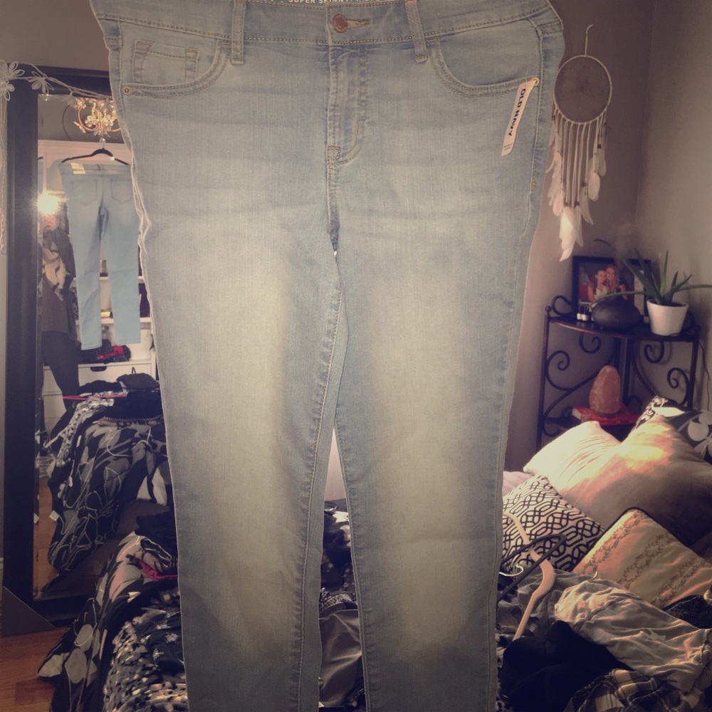 brand new light wash jeans